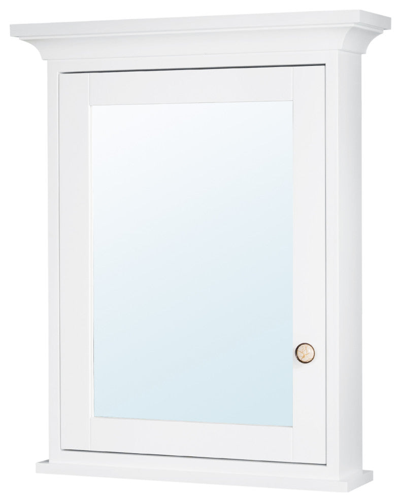 Handmade Solid Wood Medicine Cabinet with Ample Storage Space in White, 24"x30"