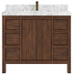 Elizabeth 42 Single Sink Bath Vanity in Dark Walnut Teak 2" Carrara Marble