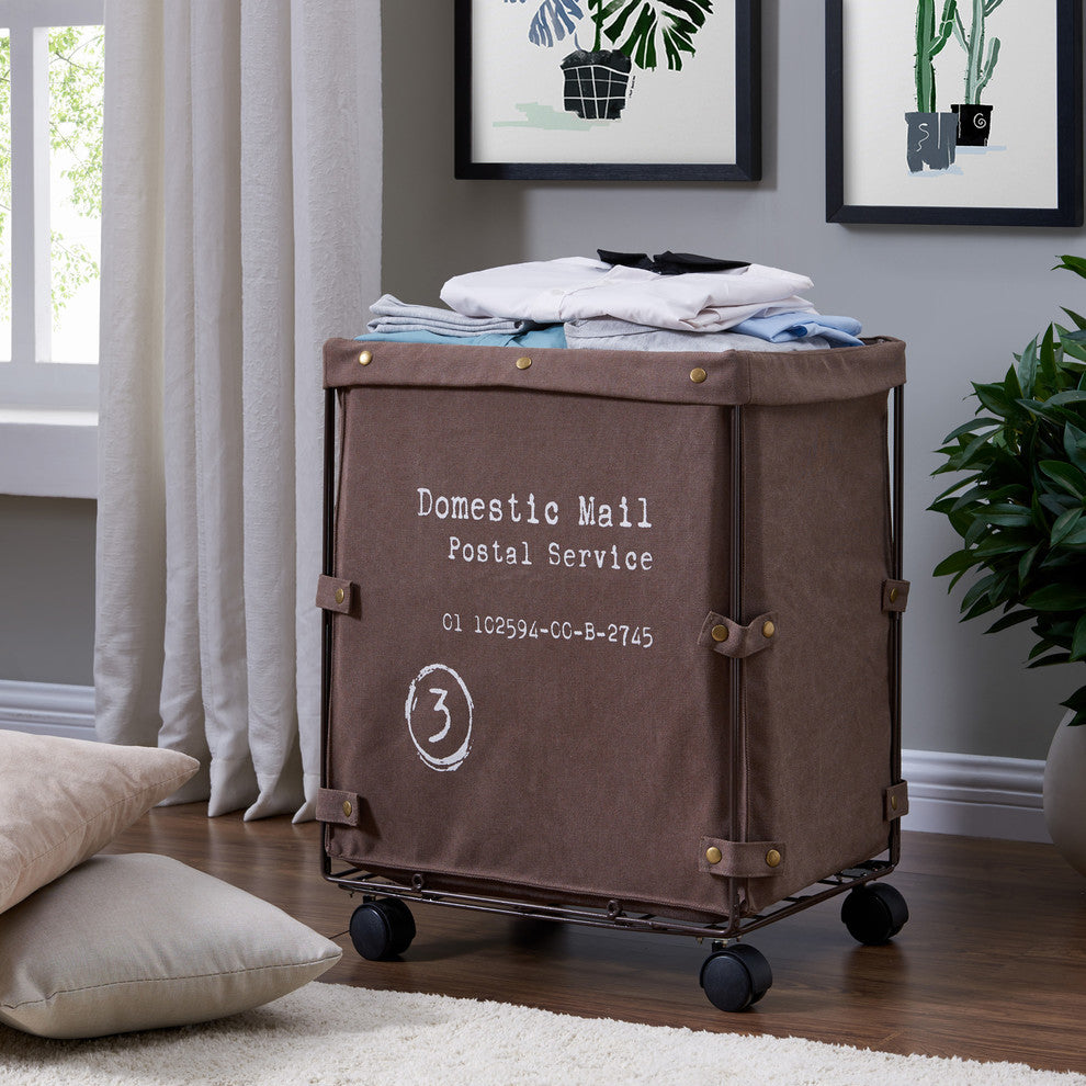 Collapsible Canvas Laundry Hamper With Wheels