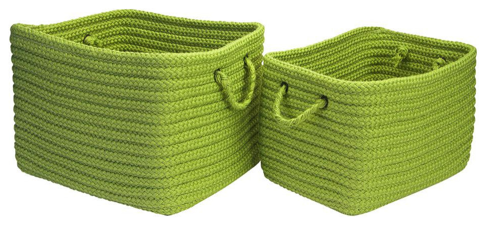 Colonial Mills Basket Modern Farmhouse Braided Mudroom Apple Green Rectangle