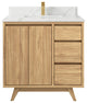 Madison Teak 36 Center Sink Bath Vanity in Light Natural 1.5" Calacatta Laza