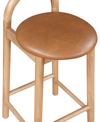 Meridian Furniture Calvin Vegan Leather Stool, Cognac, Natural Finish