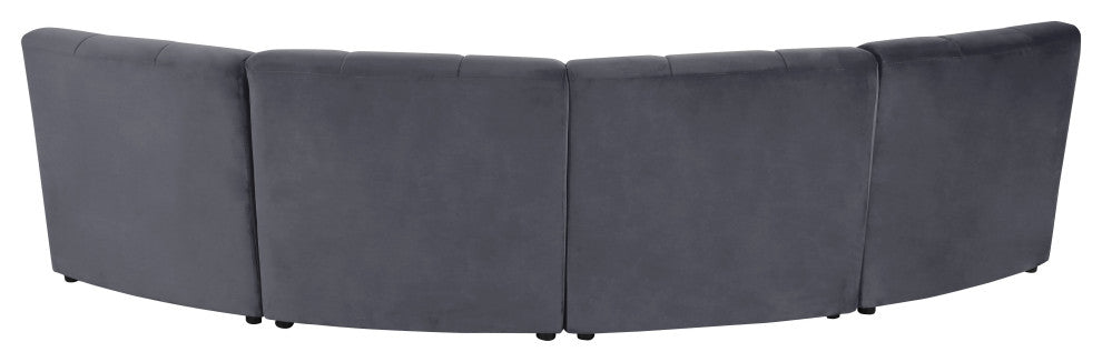 Limitless Velvet Upholstered 4-Piece Modular Sectional, Gray