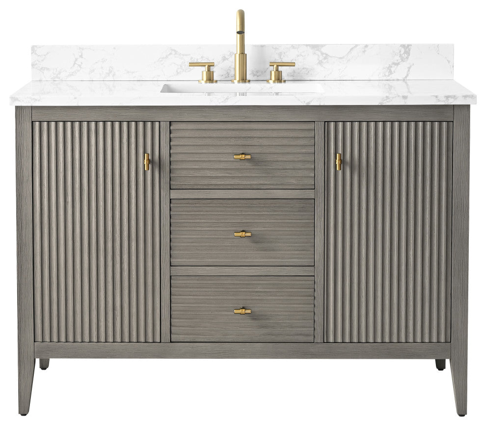 Vanity Art Freestanding Vanity, Driftwood Gray, 48", Single Sink, Golden Brushed
