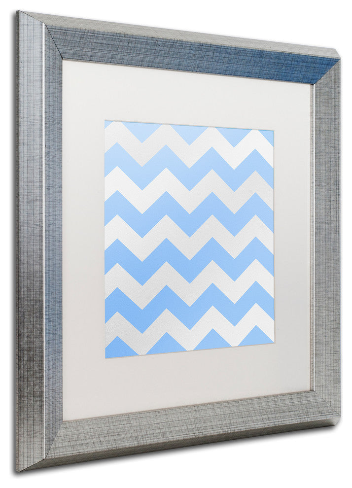 Color Bakery 'Xmas Chevron 3' Matted Framed Art, Silver Frame, White Mat, 16x16