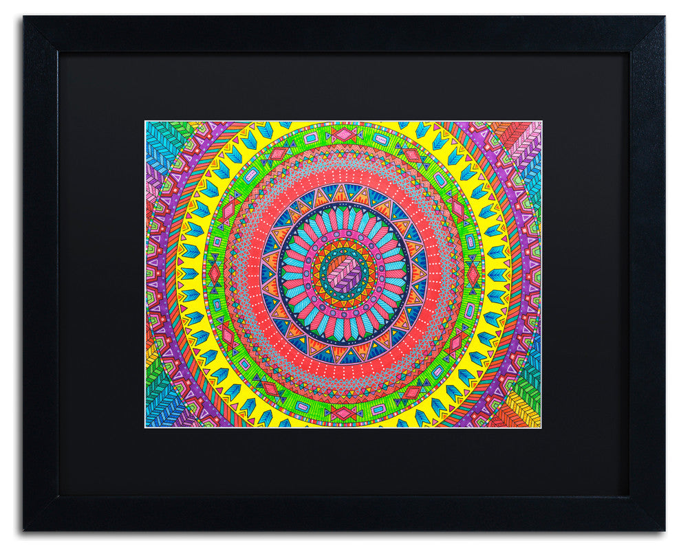 Hello Angel ''Aztec Rainbow'' Art, Black Frame, Black Mat, 20x16