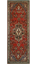 Fine Vintage Distressed Kathie Rust/Ivory Runner, 3'5x10'0