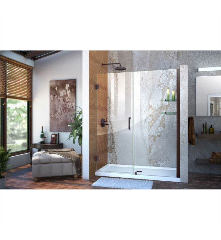DreamLine Unidoor W 53" to 61" Frameless Hinged Shower Door, SHDR-20567210S-09