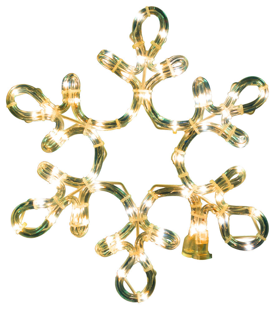 12" Warm White Ropelit Snowflake With Star Middle