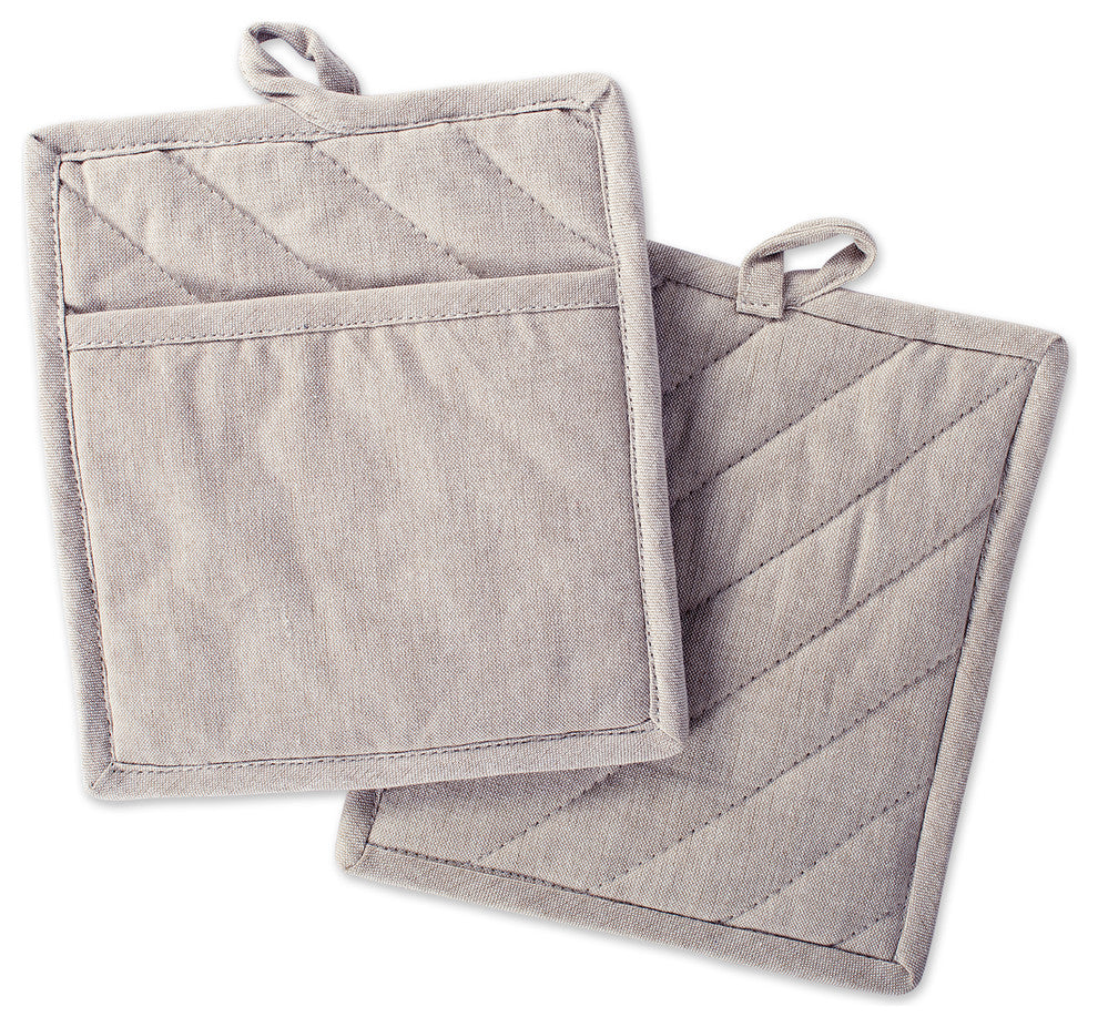 DII Natural Solid Chambray Pot Holder, Set of 2