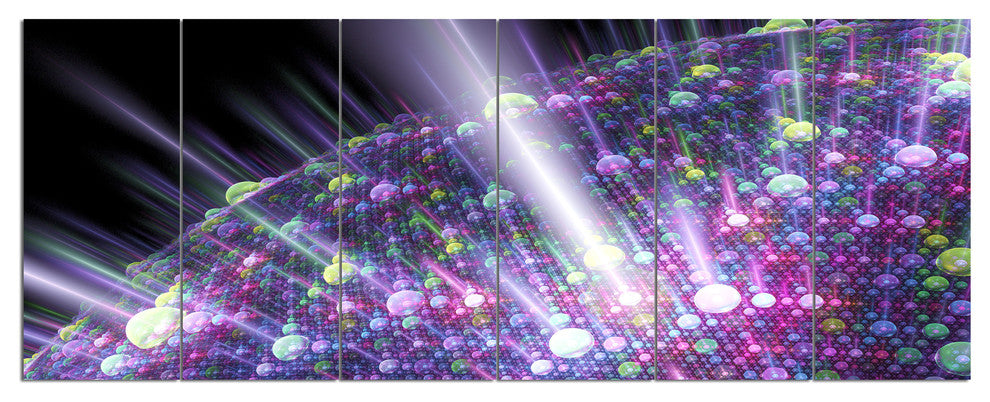 Purple Solar Bubbles Planet, Abstract Canvas Art Print, 70"x28", 6 Panels