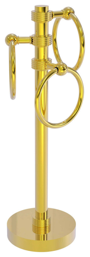 Vanity Top 3 Towel Ring with Groovy Accents, Polished Brass