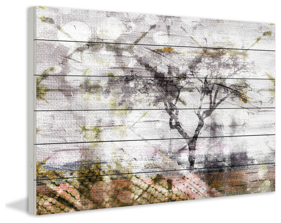 "Faded Tree" Print on White Wood, 36"x24"