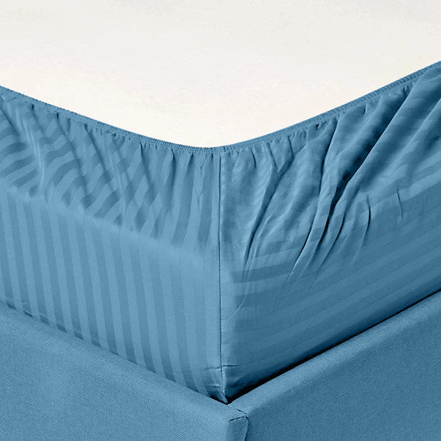 600 Thread Count 100% Cotton Stripe Sheet Set, Teal, Full