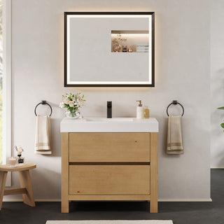 Cascadia Bathroom Vanity, Weathered Fir, 36", With Mirror