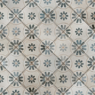 Kings Blume Encaustic Ceramic Floor and Wall Tile, Blue