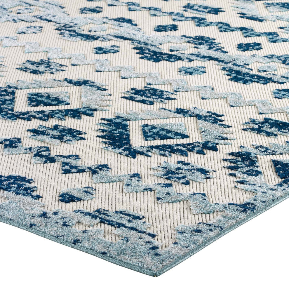 Contemporary Abstract Diamond Moroccan Trellis 8x10 Indoor and Outdoor Area Rug