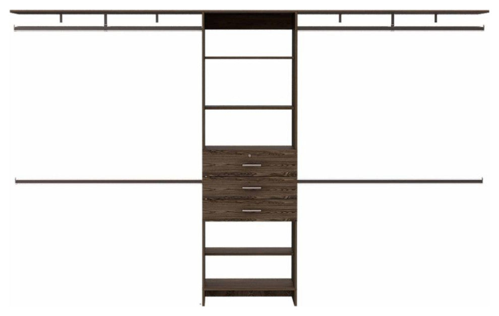 Closet System Pittsburg, Bedroom, Dark Walnut