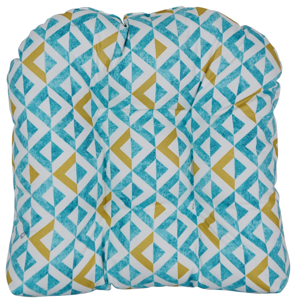 19" U-Shaped Dining Chair Cushions, Set of 2, Tropez Turquoise