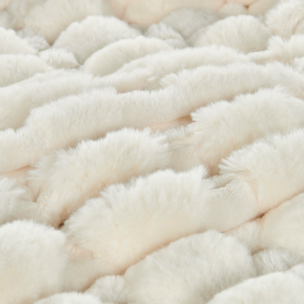 Textured Faux Fur Throw Blanket, Spandex Bubble