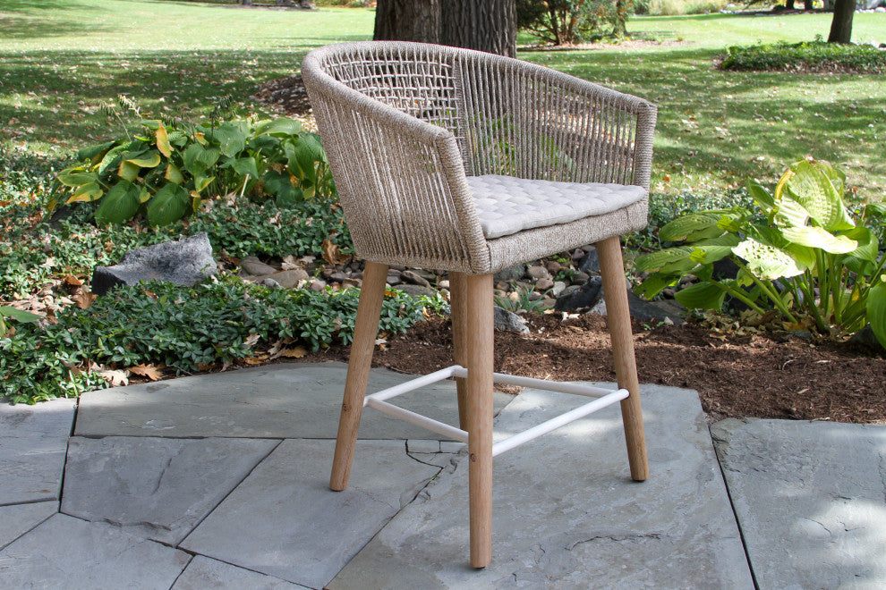 5-Piece Ivory Composite and Wheat Rope Counter Height Set