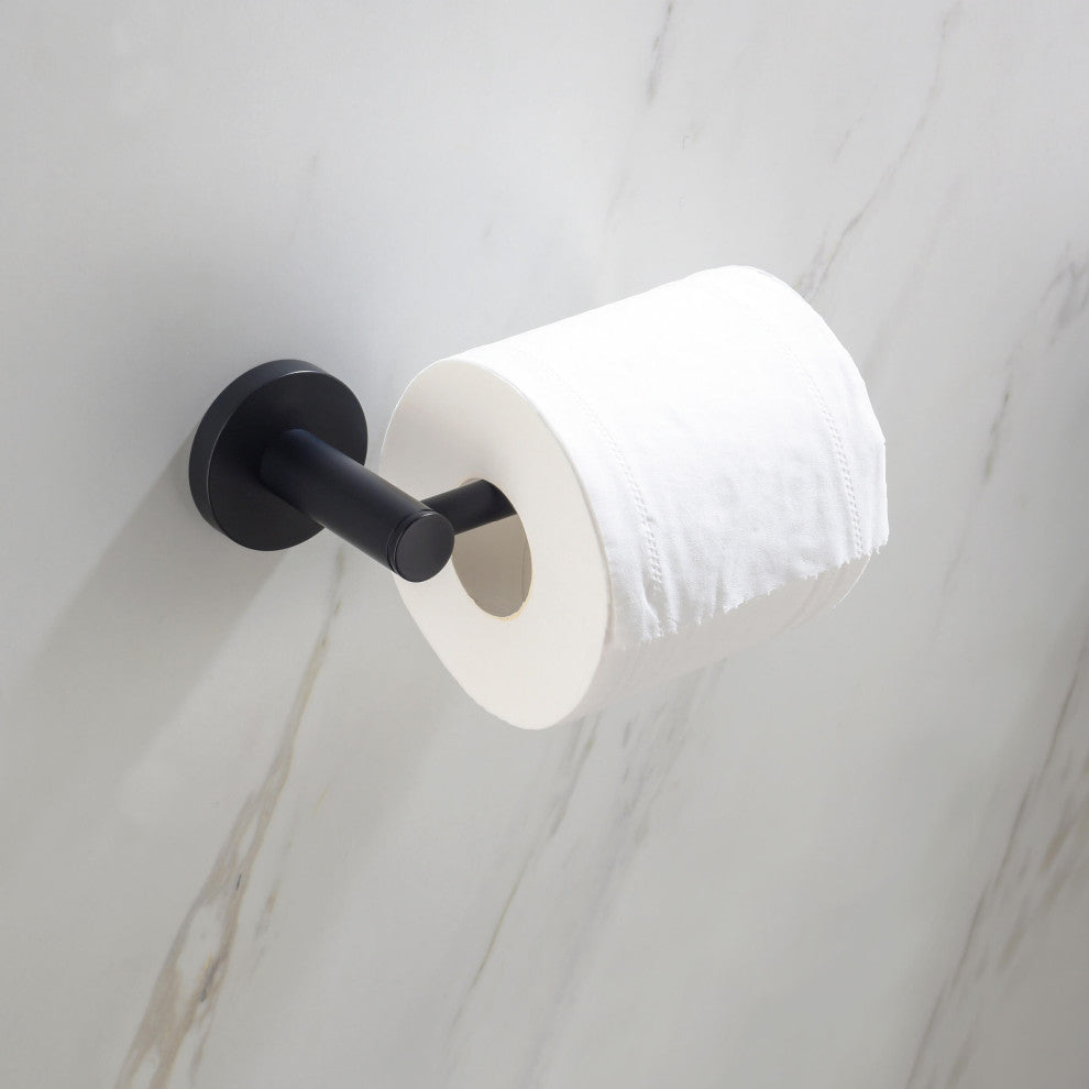 Circular 2-Piece Bathroom Hardware Set, Matte Black