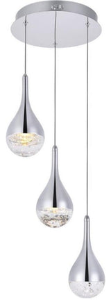 Elegant Lighting Amherst 3 Light Clear LED Pendant in Chrome