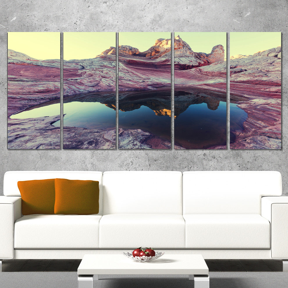 Purple Tinged Vermilion Cliffs, Landscape Canvas Art Print, 60"x28", 5 Panels