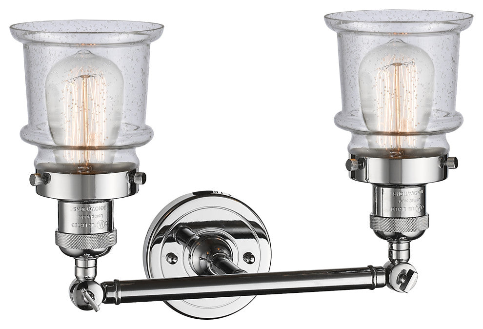 Small Canton 2-Light Bath Vanity-Light, Polished Chrome, Seedy