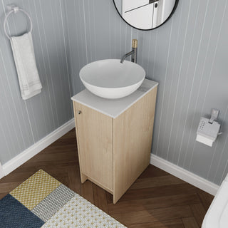 15 Inch Plywood Freestanding Bathroom Vanity Set with Ceramic Sink and Shelf