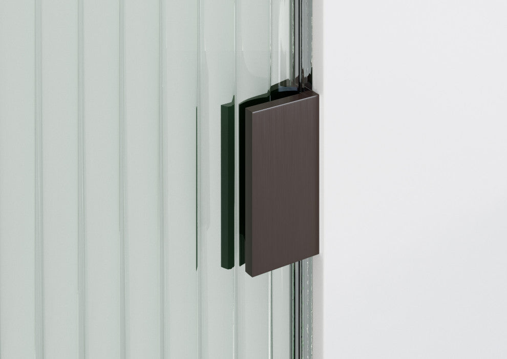 32"x86.75" Frameless Shower Door, Arched Fluted Single Fixed Panel, Oil Rubbed Bronze