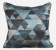 Teal Blue Bed Lounge Pillow Triangle Pattern 20"x20" Jacquard Silk, Teal Origami