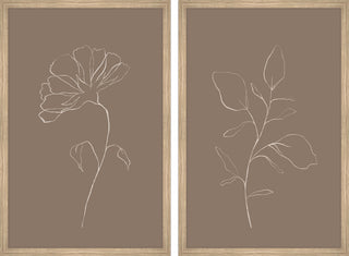 Leaves and Flower Diptych, 2-Piece Set, 24x36 Panels