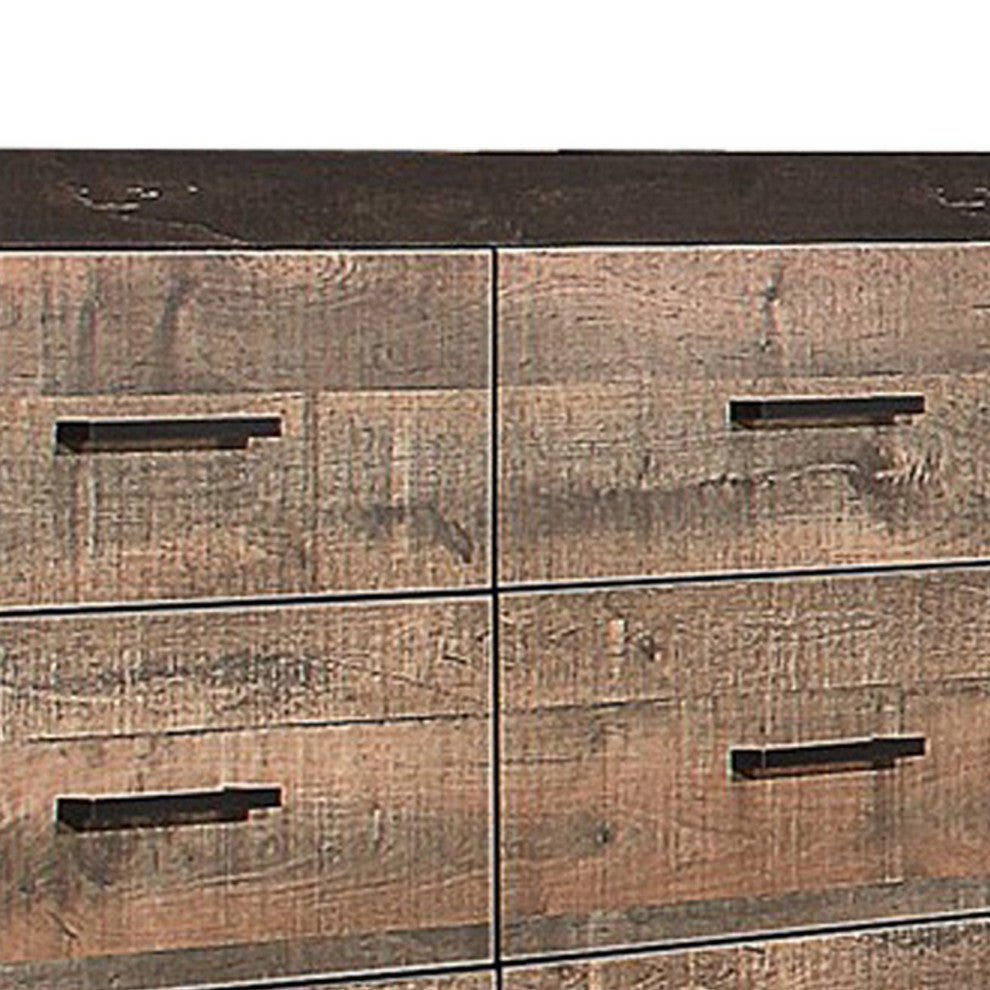 Benzara BM219824 Contemporary Style Dresser With 6 Drawers, Light and Dark Brown