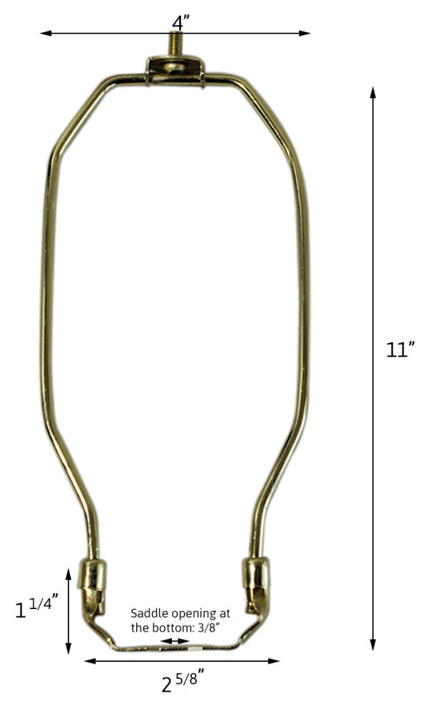 11" Polished Brass Heavy Duty Harp Fitter For Lamp Shades