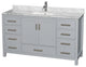 Wyndham WCS141460SGYCMUNSMXX 60" Vanity in Gray + Carrera Marble and Square Sin
