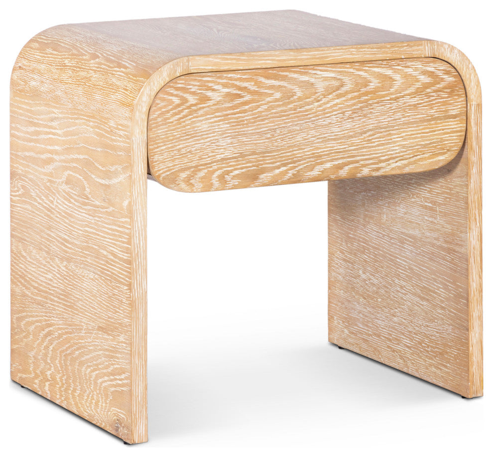 Meridian Furniture Cresthill Nightstand, White Oak Wood