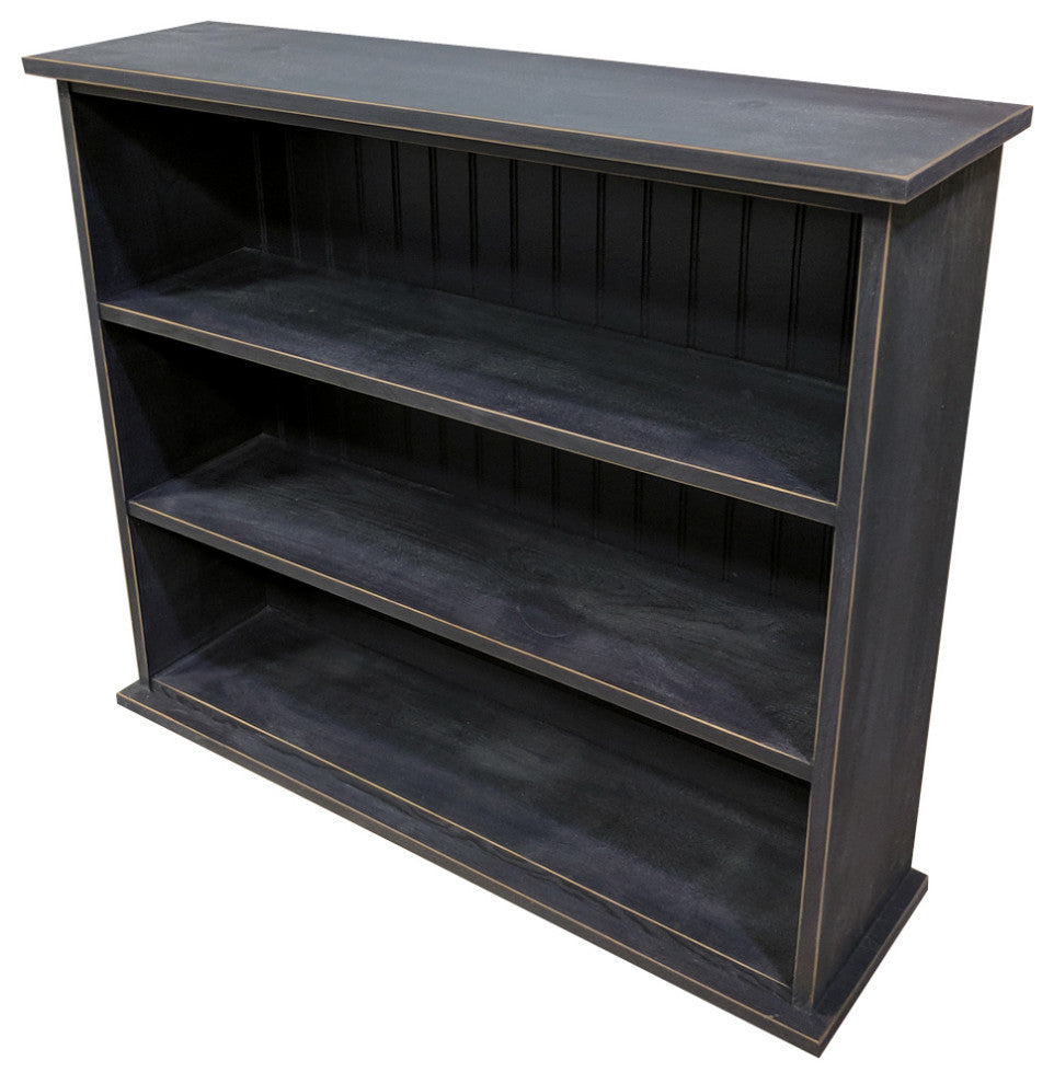 3 Shelf Bookcase, Solid Wood Bookshelf, Old Black