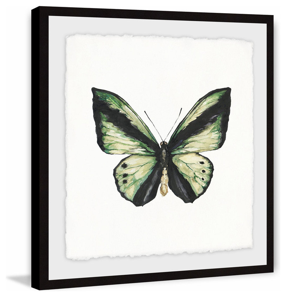 "Deep Green Wings" Framed Painting Print, 18"x18"
