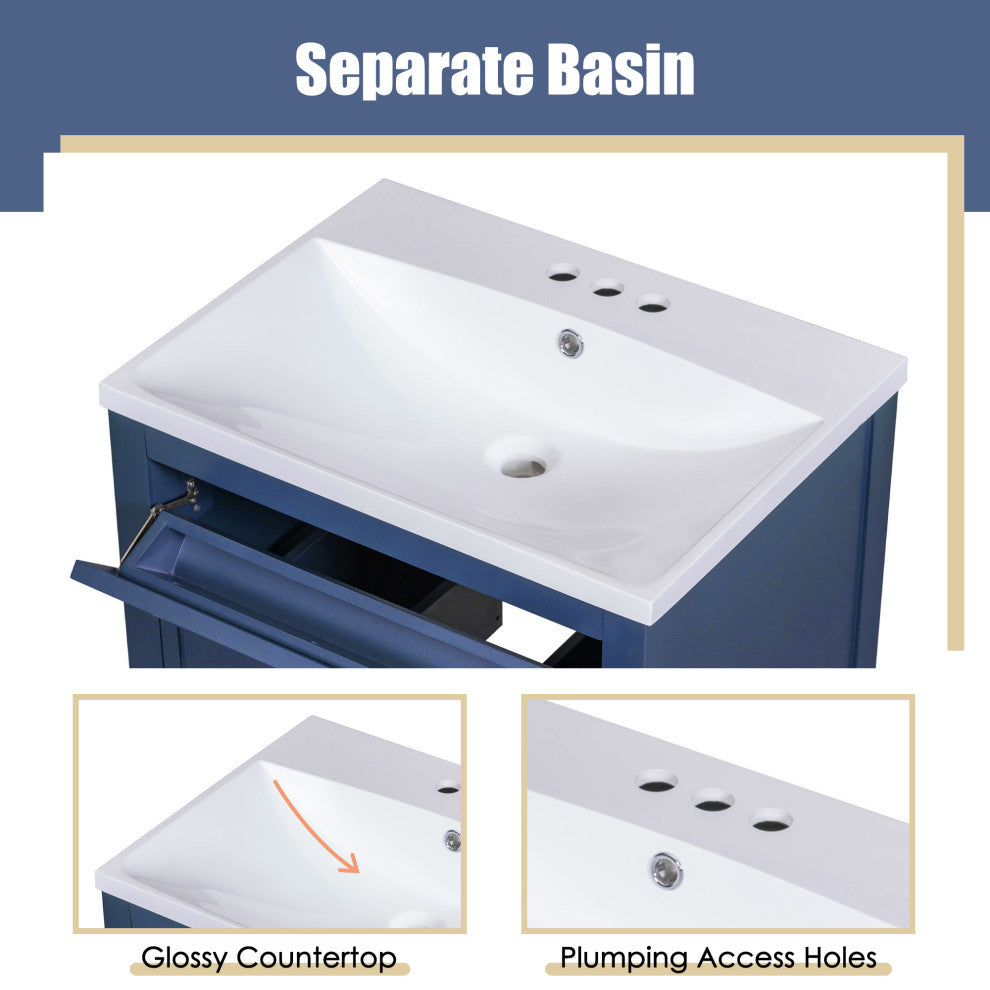 Gewnee Modern Bathroom Storage Cabinet with 2 Drawers