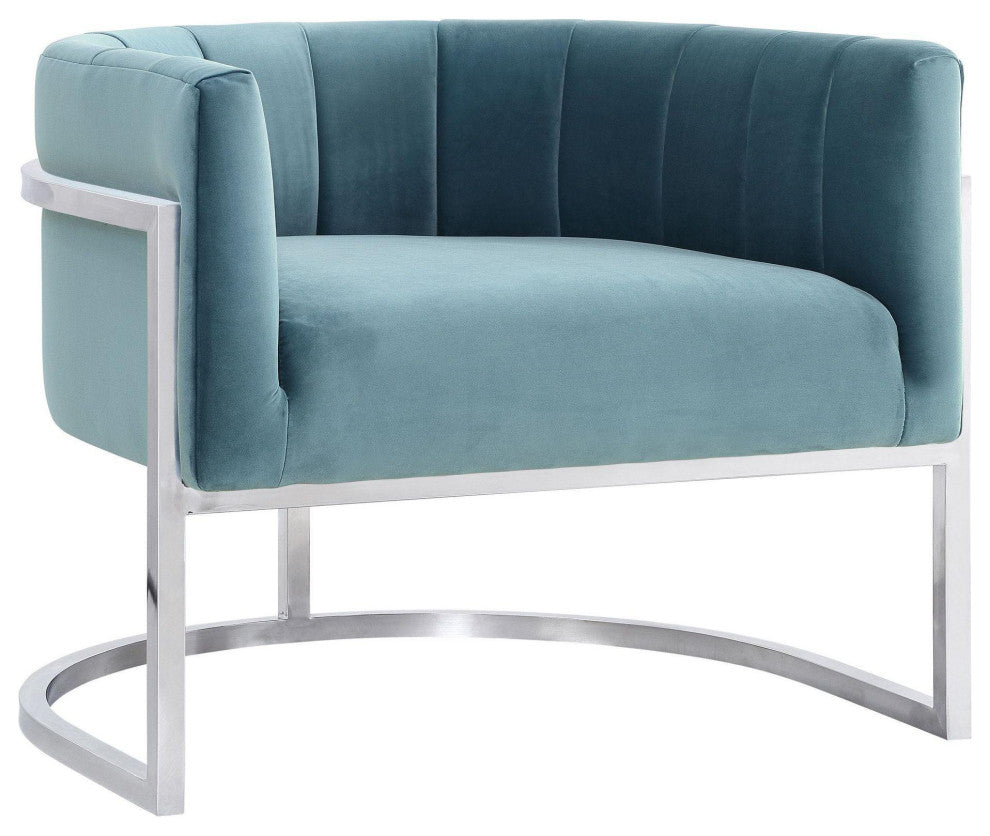 Magnolia Sea Blue Chair with Silver Base
