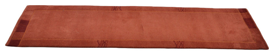 Hand Knotted Tibbati Wool Area Rug Contemporary Dark Orange