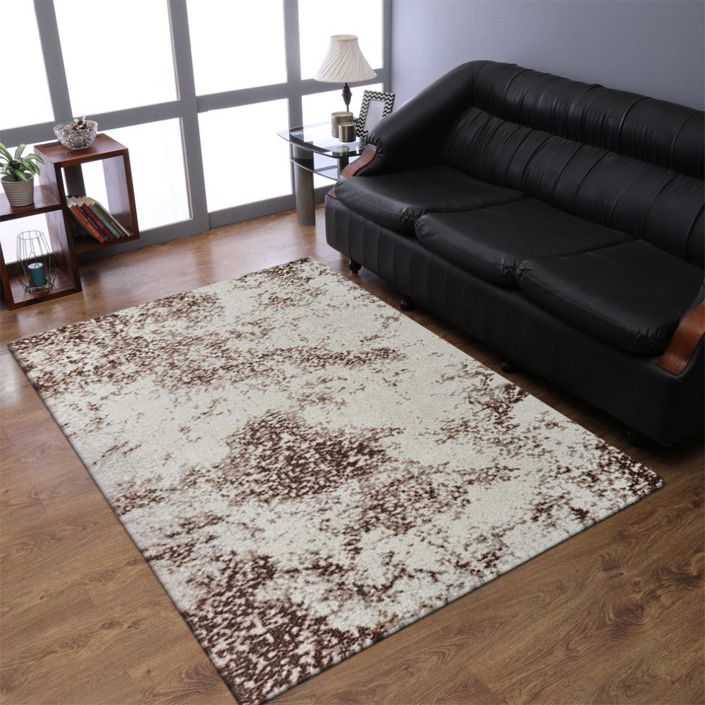 MACHINE MADE HEATSET POLYPROPYLENE AREA RUGS -Cream Color, Abstract Design, [Rectangle] 4'4''x6'4''