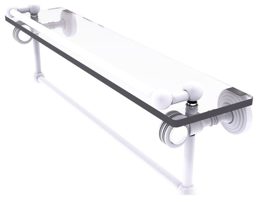 Pacific Grove 22" Dotted Glass Shelf and Towel Bar, Matte White