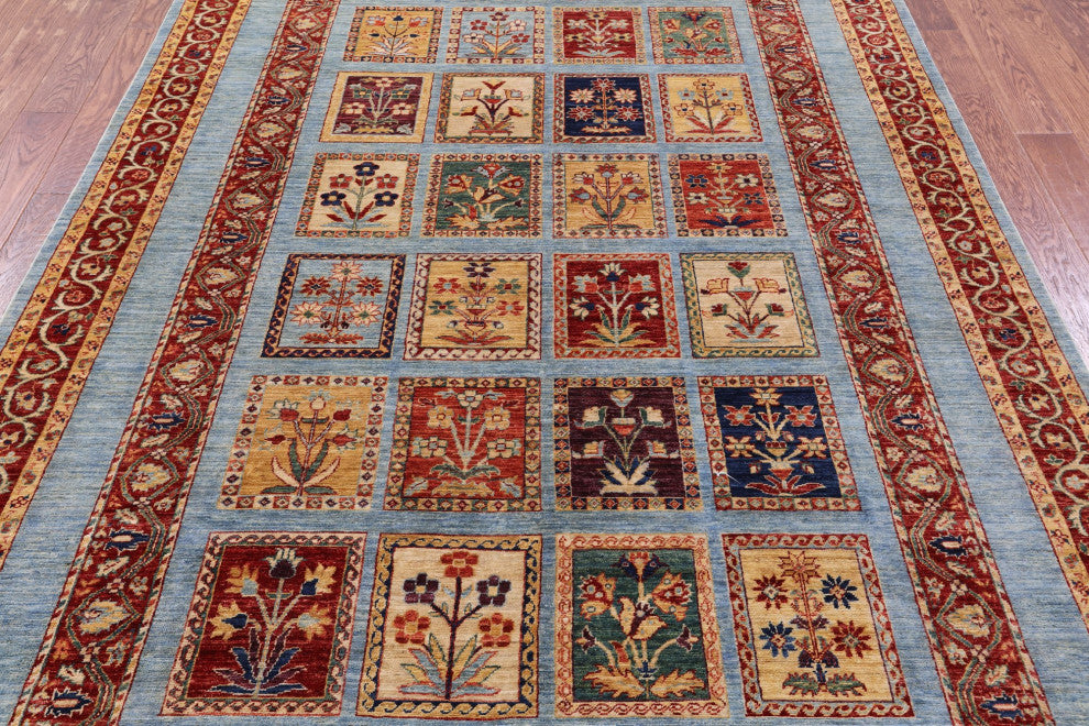6' 6" X 9' 8" Persian Garden Design Handmade Rug Q10655
