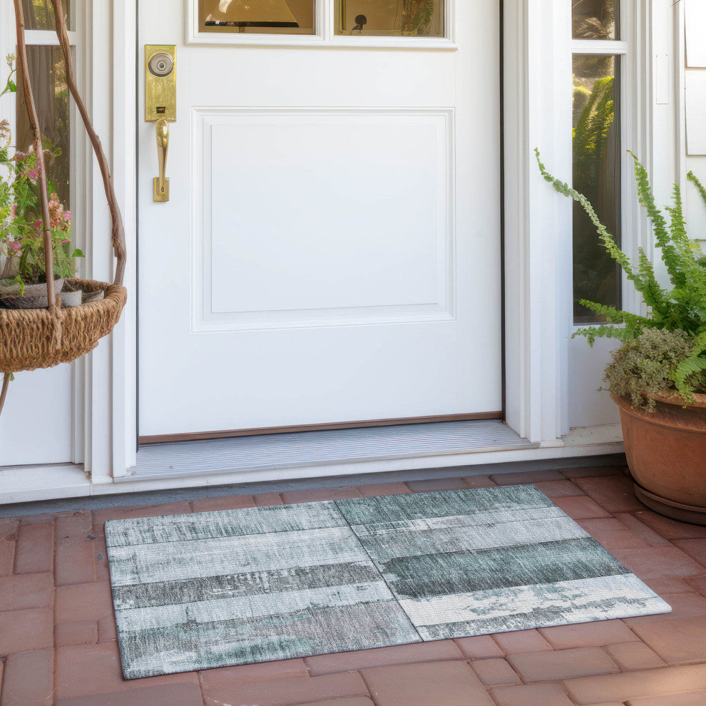 Machine Washable Indoor/Outdoor Chantille ACN1877 Teal 1'8" x 2'6" Rug