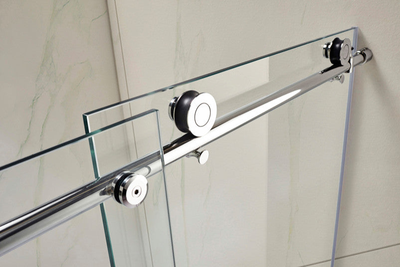 56"“60"Wx76" Frameless Sliding Shower Door With Clear Glass, Brushed Nickel