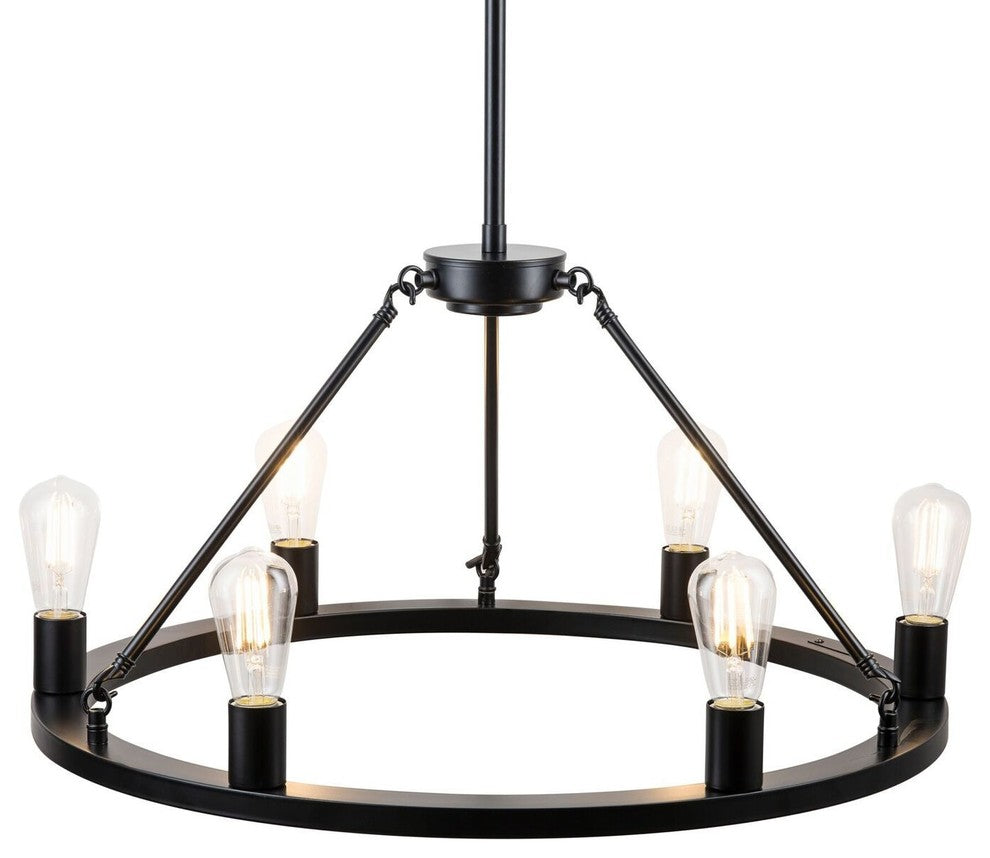 Sonoro Vertical Light Industrial Round Chandelier, Black