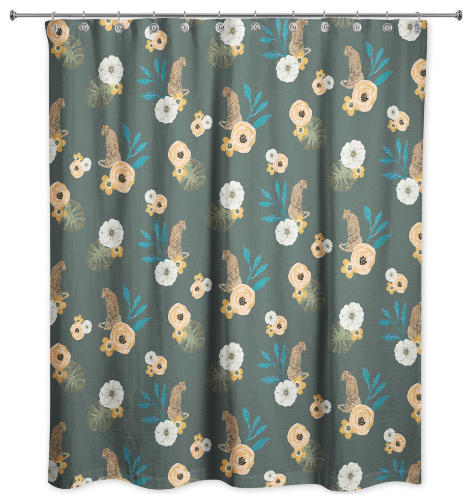 Tropical Jag Green 71x74 Shower Curtain
