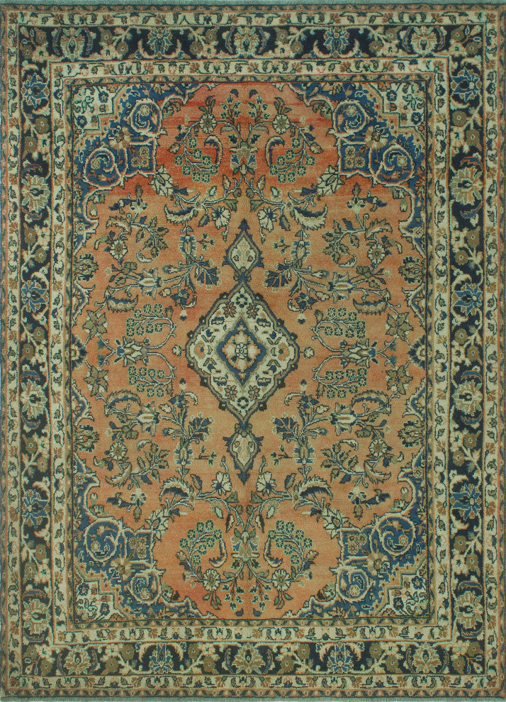 Semi-Antique Villads Rust/Ivory Rug, 6'9x9'3